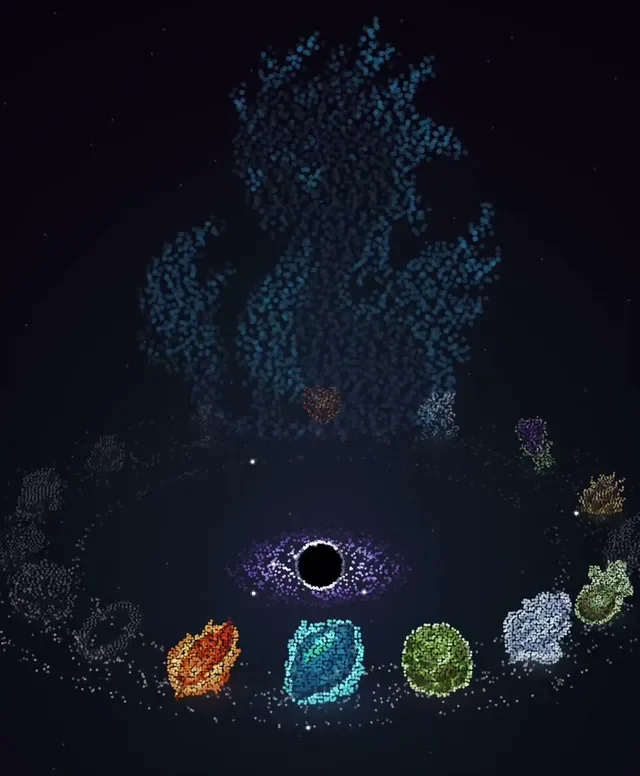 Relics in grains circling the Mystic altar